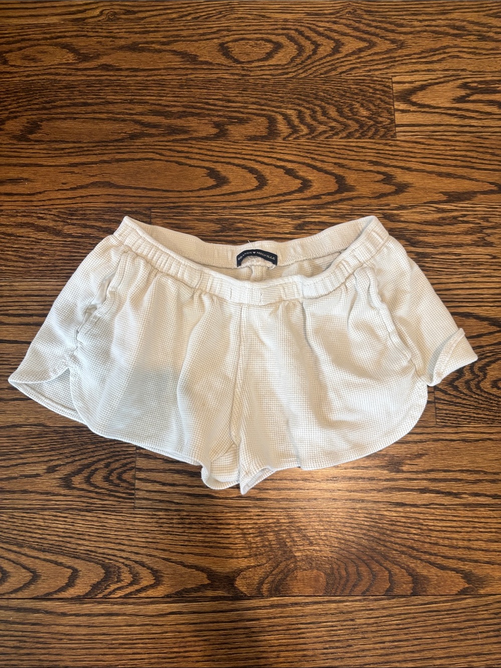 Brandy Melville Cream Waffle Knit Lounge Shorts